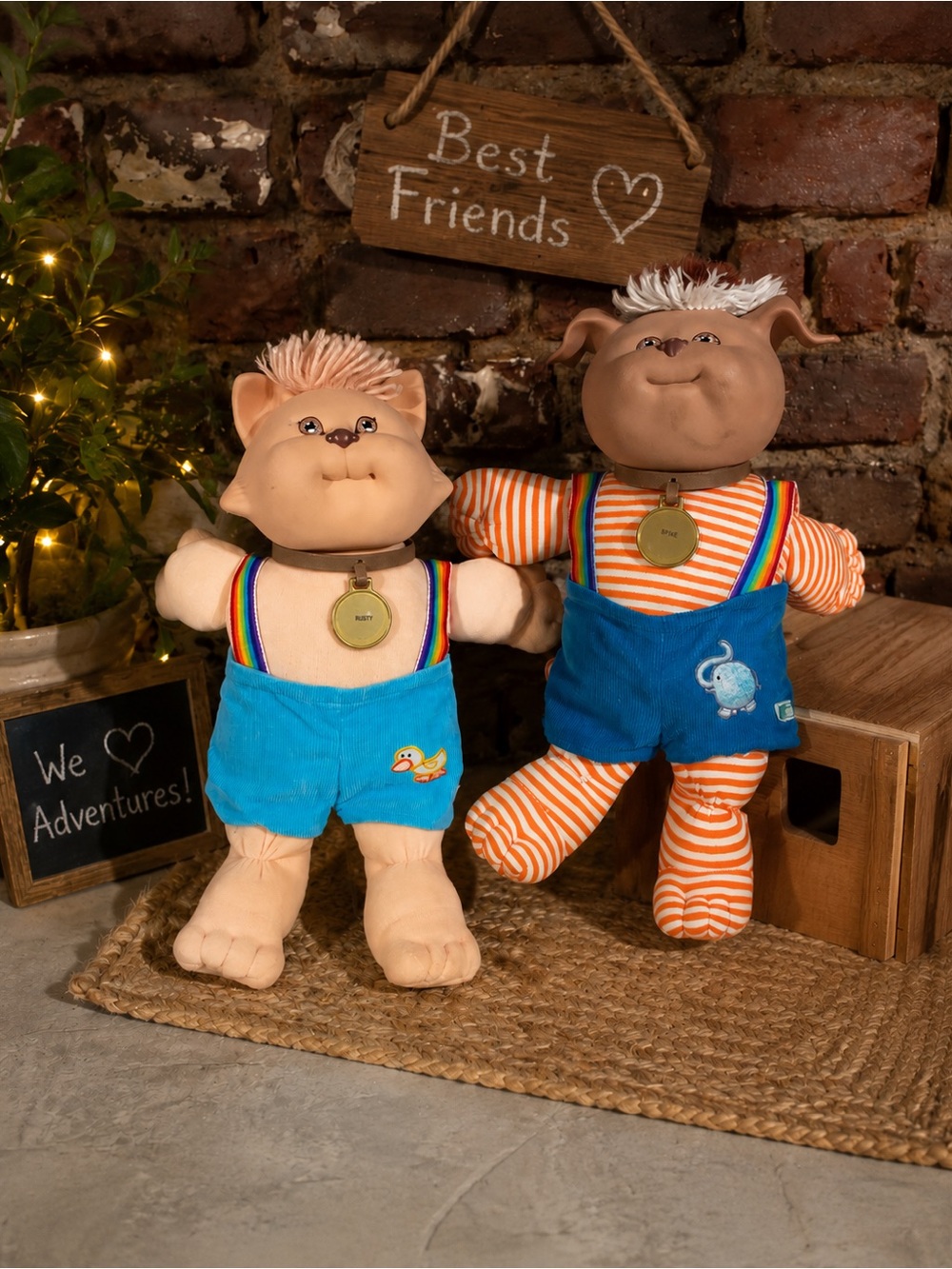 Vintage Coleco Cabbage Patch Kids KOOSAS Animal Doll Pet 1983 Dog Cat Lot of 2